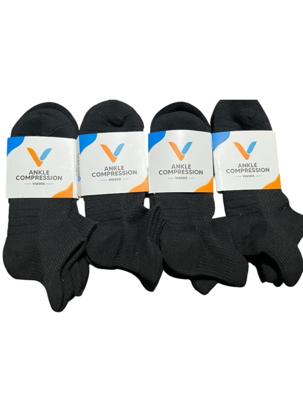 NWT Lot of 4 | NWT Viasox Unisex Black Ankle Compression Socks | Size S/M